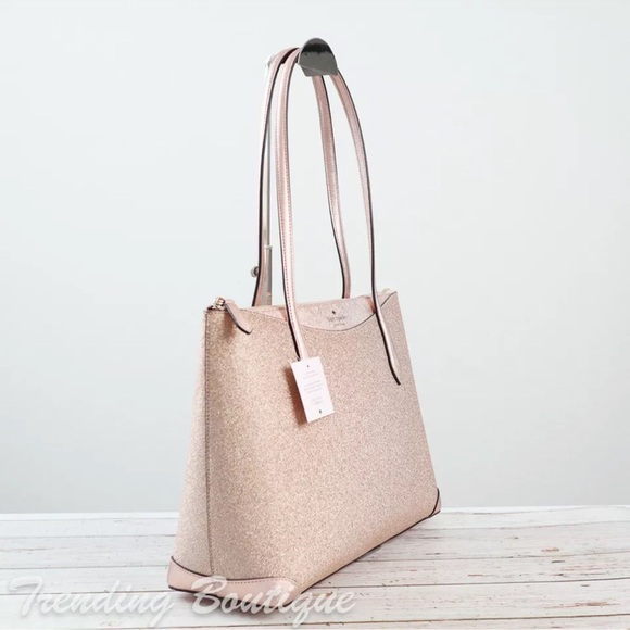 Kate Spade Shimmy Glitter Tote Shoulder Bag in Rose Gold - Picture 6 of 9